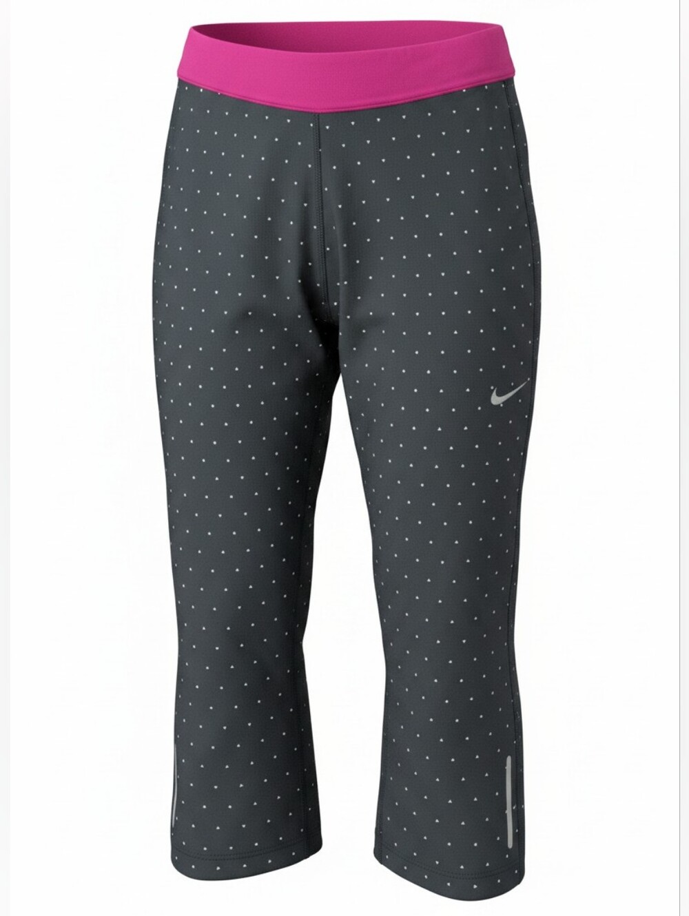 Nike Crop Leggings Pink Contrast Waistband Spotted Print